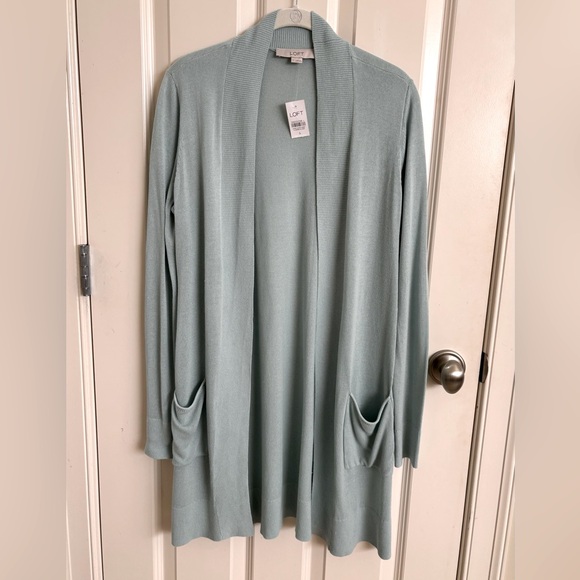 LOFT open cardigan in lightweight fabric. Blue/turquoise shade Size-Small - Picture 1 of 5
